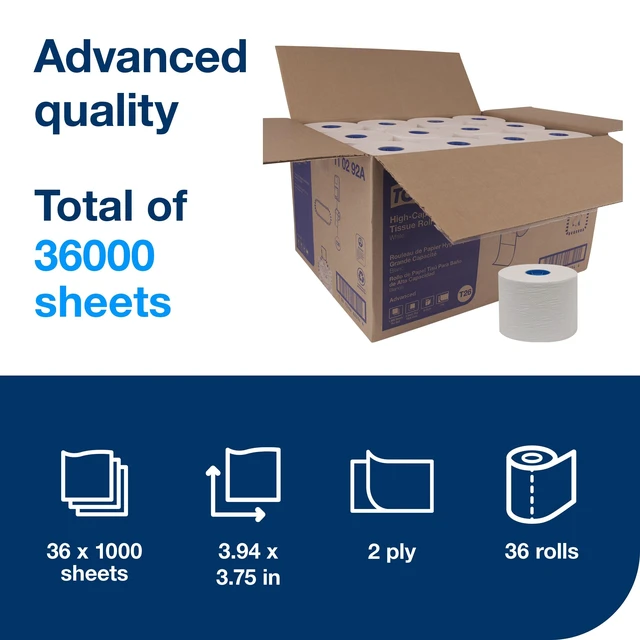 Alt view image 2 of 7 - High-Capacity Toilet Paper Roll White T26, 36 x 1000, 110292A | Compatible with T26 Dispensers, 2-Ply, Advanced, Individually Wrapped Rolls