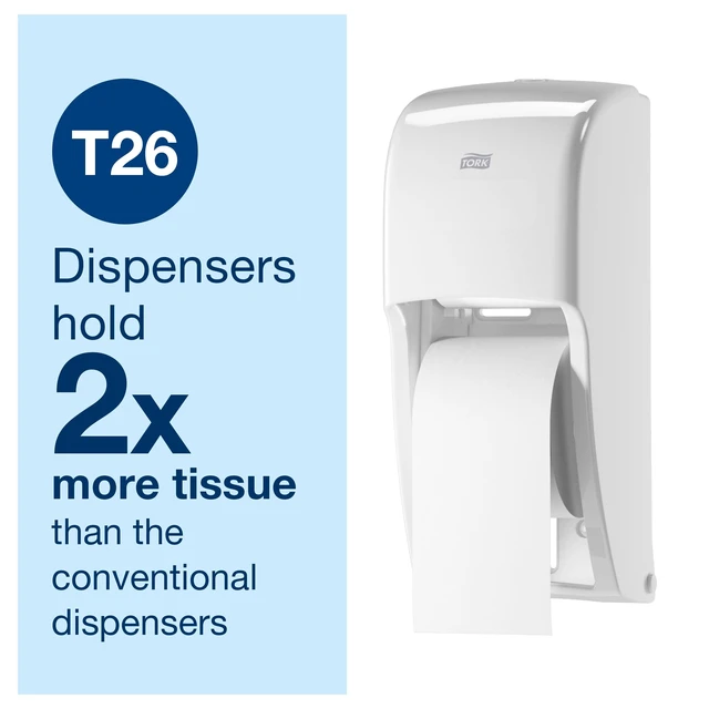 Alt view image 4 of 7 - High-Capacity Toilet Paper Roll White T26, 36 x 1000, 110292A | Compatible with T26 Dispensers, 2-Ply, Advanced, Individually Wrapped Rolls