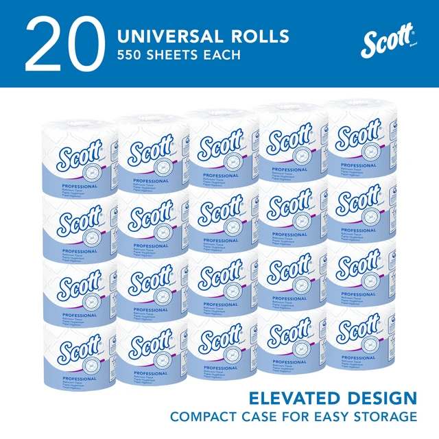 Alt view image 2 of 7 - Standard Roll Toilet Paper, Bulk, 20 Rolls (13607) | 550 Sheets/Roll, 2-Ply, Individually Wrapped, Elevated Design, Plus Tier