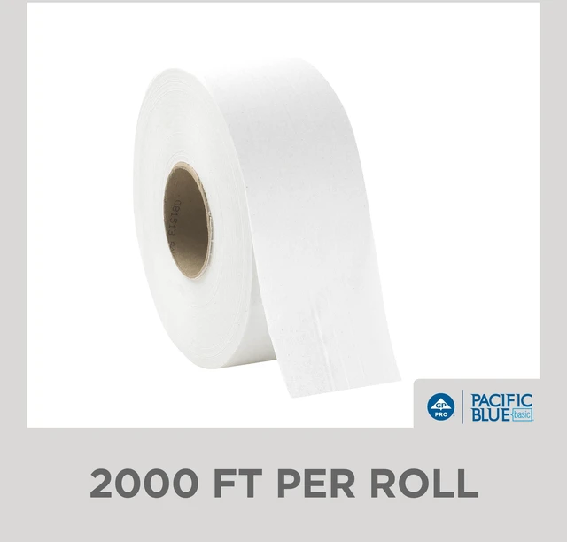 Alt view image 4 of 7 - Pacific Blue Basic 1-Ply Jumbo Jr. 9'' Toilet Paper by GP PRO (GEORGIA-PACIFIC), 13718, 2,000 Linear Feet Per Roll, 8 Rolls Per Case