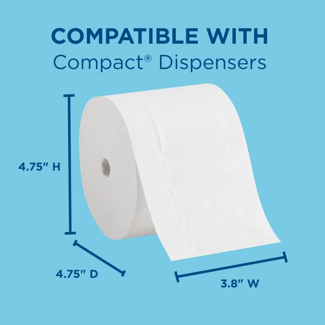 Alt view image 5 of 7 - Compact bPRO Coreless 2-Ply Recycled Toilet Paper, White, 1000 Sheets Per Roll, 36 Toilet Tissue Rolls Per Case, 19375