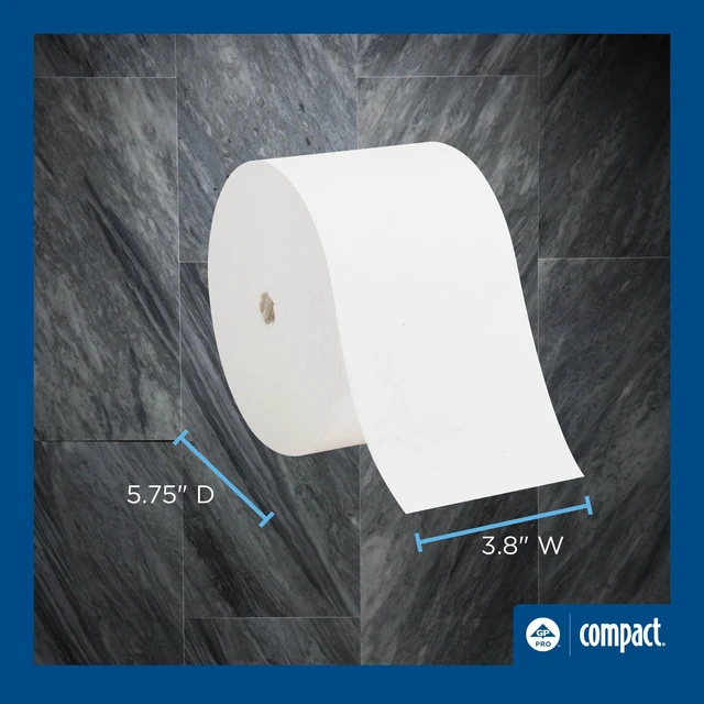 Alt view image 4 of 7 - Compact 1-Ply Recycled Toilet Paper by GP PRO (Georgia-Pacific), 19374, 3,000 Sheets Per Roll, 18 Rolls Per Case