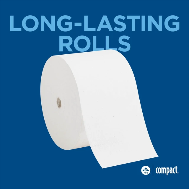 Alt view image 5 of 7 - Compact 1-Ply Recycled Toilet Paper by GP PRO (Georgia-Pacific), 19374, 3,000 Sheets Per Roll, 18 Rolls Per Case