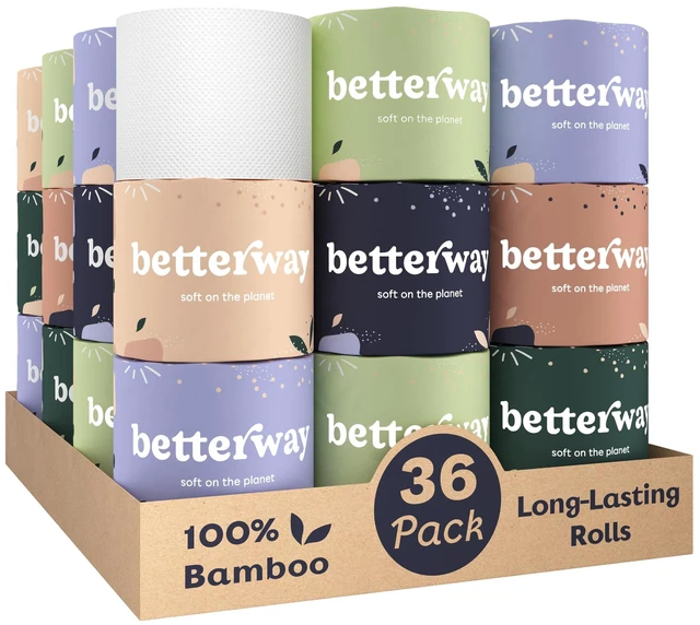 Main image of Bamboo Toilet Paper 3 Ply - Sustainable Toilet Tissue - 36 Long-Lasting Organic Rolls & 360 Sheets Per Roll - Septic Safe - Plastic & PFAS Free - FSC Certified