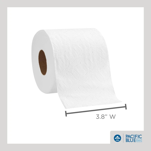 Alt view image 4 of 7 - Pacific Blue Basic 2-Ply Embossed Toilet Paper,19880/01, 550 Sheets Per Roll, 80 Rolls Per Case