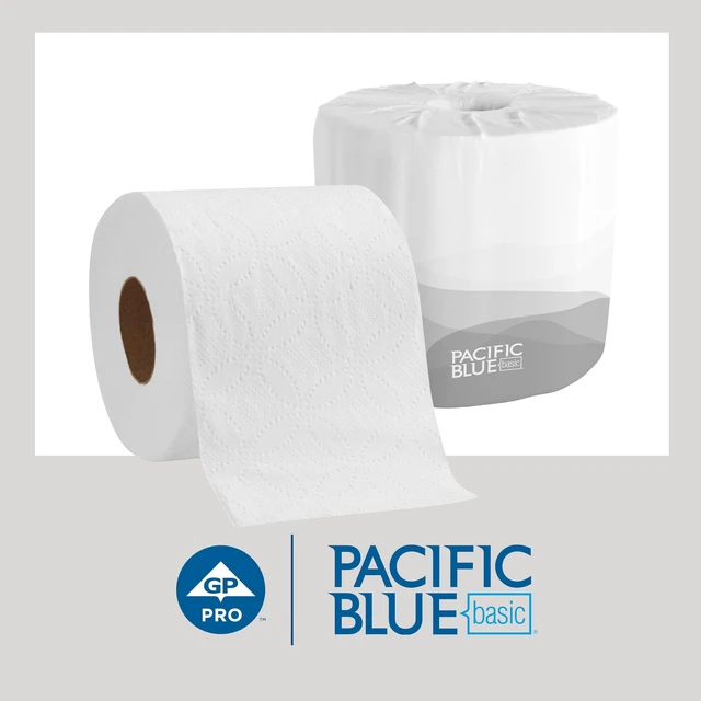 Alt view image 3 of 7 - Pacific Blue Basic 2-Ply Embossed Toilet Paper,19880/01, 550 Sheets Per Roll, 80 Rolls Per Case