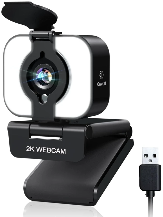Main image of 2K Webcam with Light for Streaming and Meetings | PDAF Autofocus, Built-in Microphone, Comes with Privacy Cover, Compatible with Laptop, Desktop, PC, Mac, Zoom, Skype, Meeting