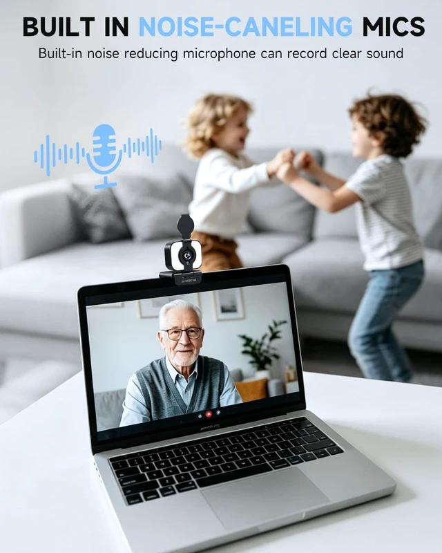 Alt view image 6 of 7 - 2K Webcam with Light for Streaming and Meetings | PDAF Autofocus, Built-in Microphone, Comes with Privacy Cover, Compatible with Laptop, Desktop, PC, Mac, Zoom, Skype, Meeting