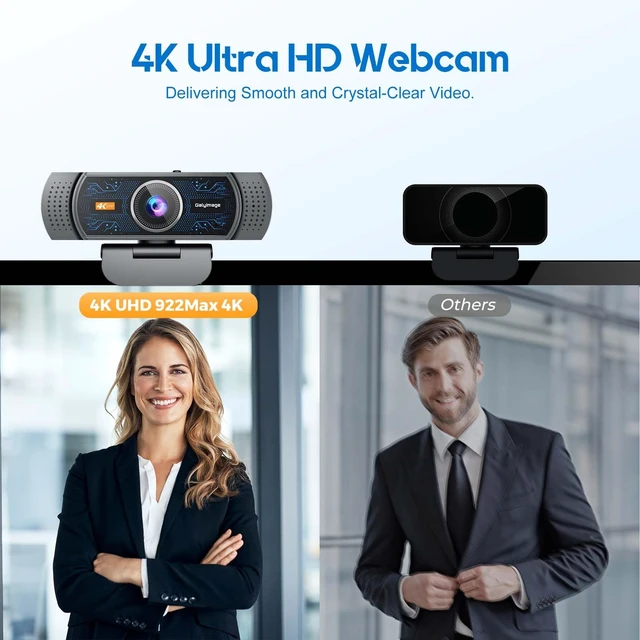 Alt view image 2 of 7 - 4K Webcam for PC, Streaming Computer Camera with Noise-Canceling Mic | 78°FOV, Privacy Cover, Plug & Play Web Cam, PC Camera for Zoom/Skype/FaceTime/TeamsCompatible with Mac/Laptop/Metting