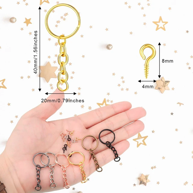 Alt view image 2 of 7 - 360 Pcs Keychain Bulk, Keychain Making Kit, 20 mm, Mixed Color | Included 90 Keychain Rings with Chain, 90 Open Jump Rings, 180 Screw Eye Pins for Crafts, Jewelry Making, DIY Projects
