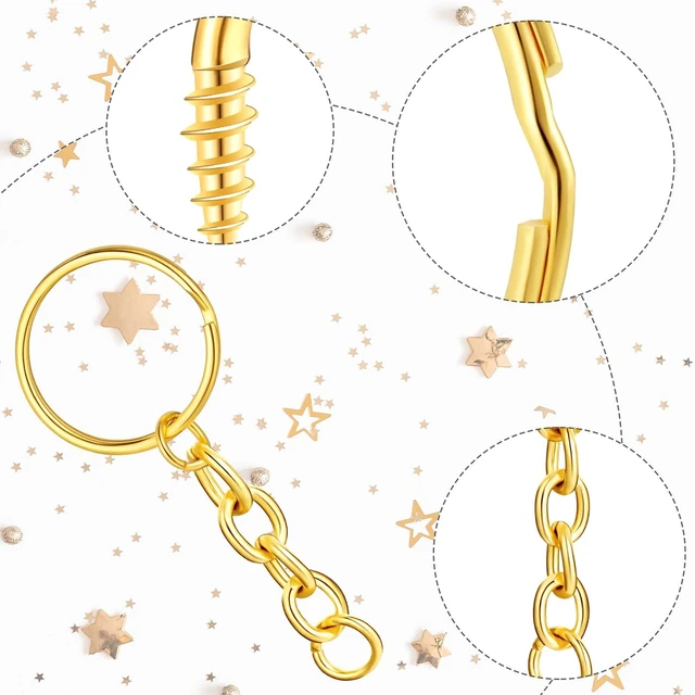 Alt view image 3 of 7 - 360 Pcs Keychain Bulk, Keychain Making Kit, 20 mm, Mixed Color | Included 90 Keychain Rings with Chain, 90 Open Jump Rings, 180 Screw Eye Pins for Crafts, Jewelry Making, DIY Projects