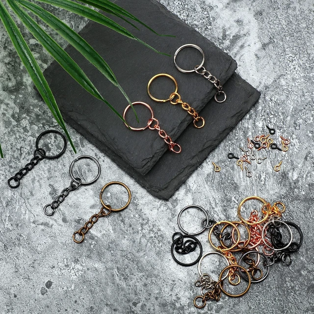Alt view image 4 of 7 - 360 Pcs Keychain Bulk, Keychain Making Kit, 20 mm, Mixed Color | Included 90 Keychain Rings with Chain, 90 Open Jump Rings, 180 Screw Eye Pins for Crafts, Jewelry Making, DIY Projects