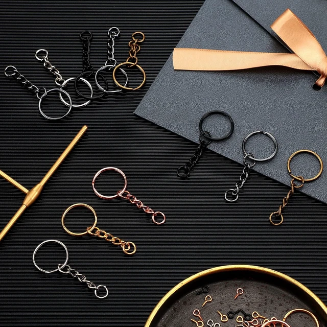Alt view image 7 of 7 - 360 Pcs Keychain Bulk, Keychain Making Kit, 20 mm, Mixed Color | Included 90 Keychain Rings with Chain, 90 Open Jump Rings, 180 Screw Eye Pins for Crafts, Jewelry Making, DIY Projects