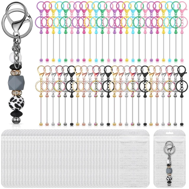 Main image of 96 Pcs Beadable Keychains, Beadable Keychain Bar Bulk,Multicolor | Keychain Bars for Beads, for Beads DIY Crafts Making Gift, Blank