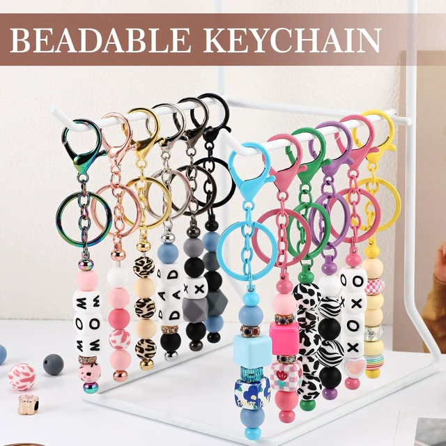 Alt view image 2 of 6 - 96 Pcs Beadable Keychains, Beadable Keychain Bar Bulk,Multicolor | Keychain Bars for Beads, for Beads DIY Crafts Making Gift, Blank