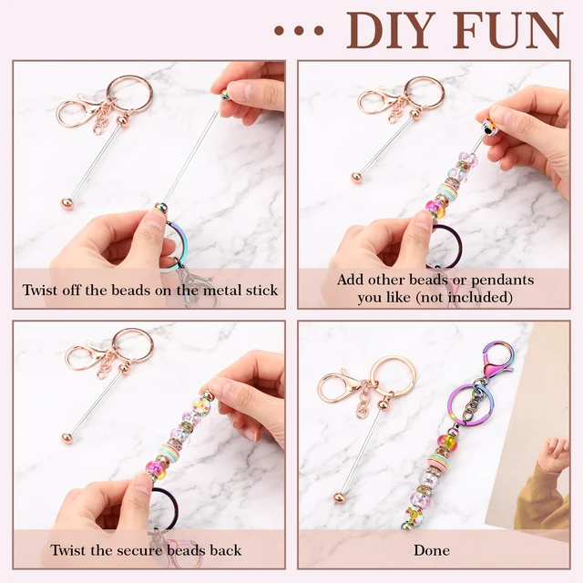 Alt view image 5 of 6 - 96 Pcs Beadable Keychains, Beadable Keychain Bar Bulk,Multicolor | Keychain Bars for Beads, for Beads DIY Crafts Making Gift, Blank