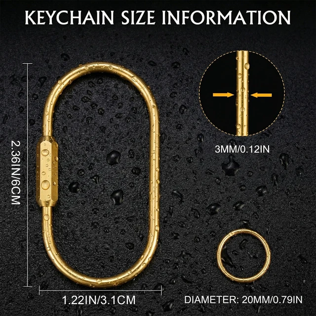 Alt view image 7 of 7 - Gold Brass Key Rings, 10 Pack Keychain with 10 Flat Rings Carabiner Clip, Screw Lock Keys Organizer, Purse Bag Accessories Charms Holder for Handbags, Doll, Car Keys - Medium Size
