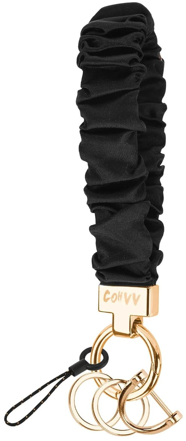 Main image of Scrunchie Keychain Wristlet for Women, Black Stretchy Car Key Holder | Cute Stretchy Wristlet Keychain for Car Keys, Gym, Shopping, Travel, Bag Charm, and Everyday Carry