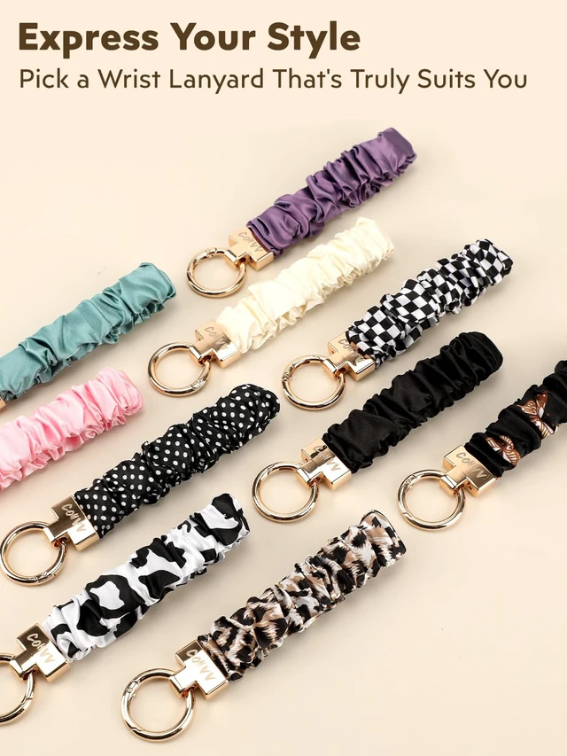 Alt view image 6 of 6 - Scrunchie Keychain Wristlet for Women, Black Stretchy Car Key Holder | Cute Stretchy Wristlet Keychain for Car Keys, Gym, Shopping, Travel, Bag Charm, and Everyday Carry