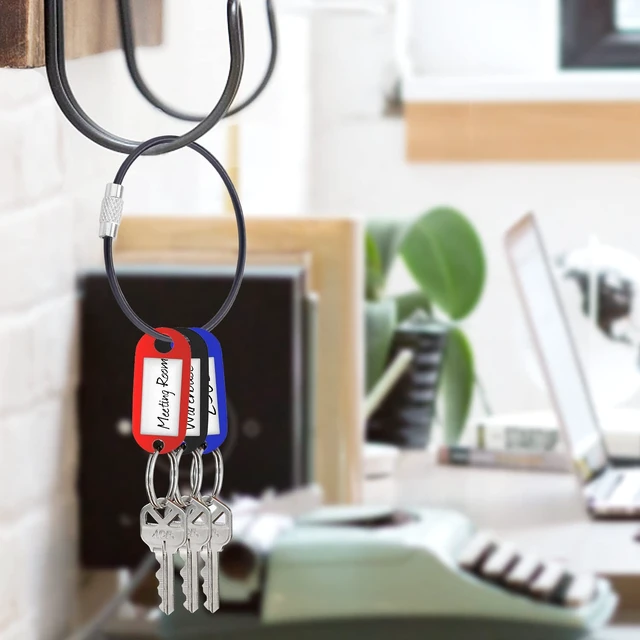 Alt view image 3 of 7 - 25 Pack Stainless Steel Loops 2mm Coated Wire Keychain Cable Large Key rings 6 inch Key Chain for Women, Luggage Tags, Key Tags, Keyrings, Kitchen utensils, Duster - Black