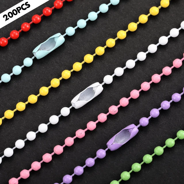 Alt view image 5 of 7 - 200-Pcs Colorful Bead Keychain Chains, 3.9 In Metal Ball Chains | 20 colors, snap connector, metal bead chain, for tags charms crafts, 3.9 in length, bulk pack for DIY and organizing