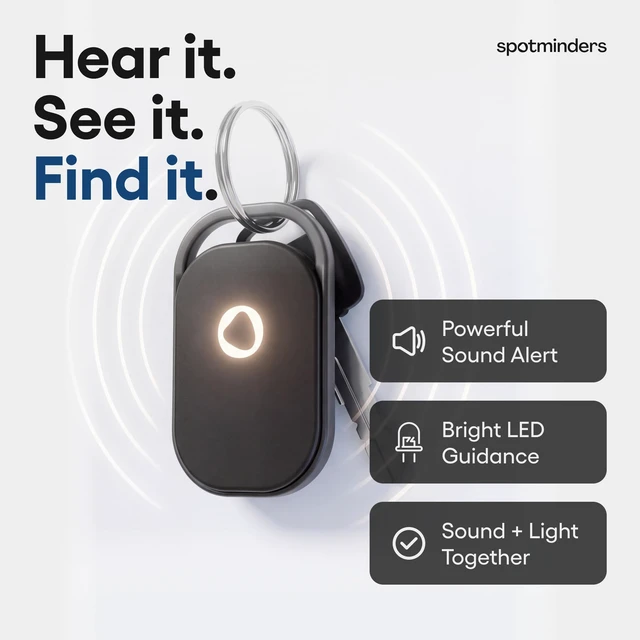 Alt view image 3 of 7 - Key Tracker Rechargeable Smart Tag, Works with Apple Find My | iOS Only, MFi Certified, DualFind Sound + LED Light, 1-Year USB-C Battery, Aluminum Frame, Built-In Keychain Hole, IP66