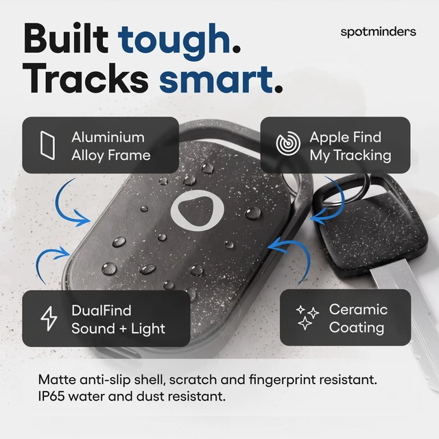 Alt view image 4 of 7 - Key Tracker Rechargeable Smart Tag, Works with Apple Find My | iOS Only, MFi Certified, DualFind Sound + LED Light, 1-Year USB-C Battery, Aluminum Frame, Built-In Keychain Hole, IP66