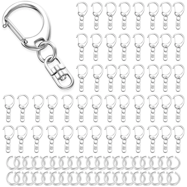 Main image of 50Pcs Lobster Claw Clasps for Keychain Clip, Swivel Snap Hooks Silver Key Chain Rings DIY Making Kit for Crafts