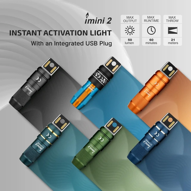 Alt view image 2 of 7 - IMINI 2 Rechargeable EDC Keychain Mini Flashlight Dream Blue | 50LM and 21M Throw, Compact and Portable, Mini LED Keyring Lights, Built-in Battery, Ideal for Everyday Carry and Emergencies