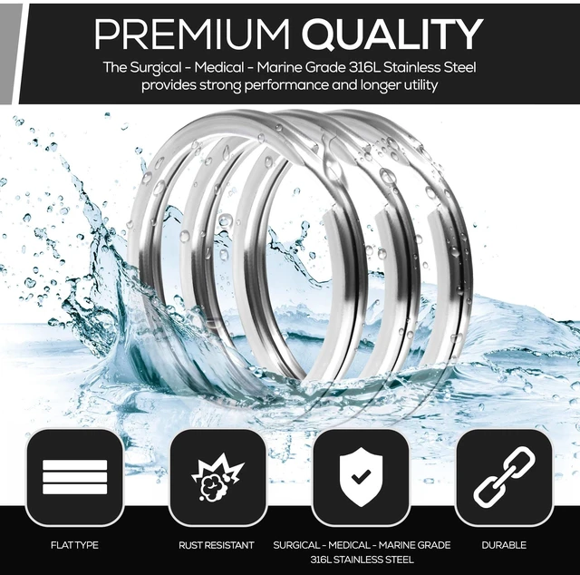 Alt view image 4 of 7 - Heavy Duty Stainless Steel Split Key Rings for Keychains, 1in, 5 Pack