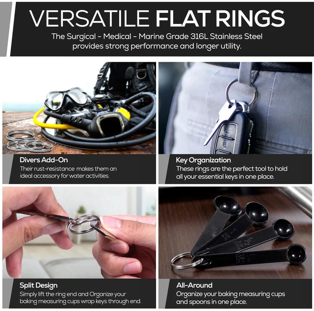 Alt view image 5 of 7 - Heavy Duty Stainless Steel Split Key Rings for Keychains, 1in, 5 Pack