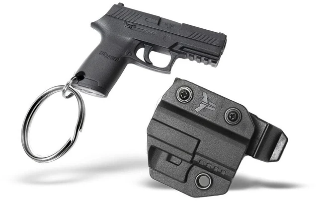 Main image of Mini Pistol Shaped Keychain With Holster and Belt Clip - 1911 Model Holsters