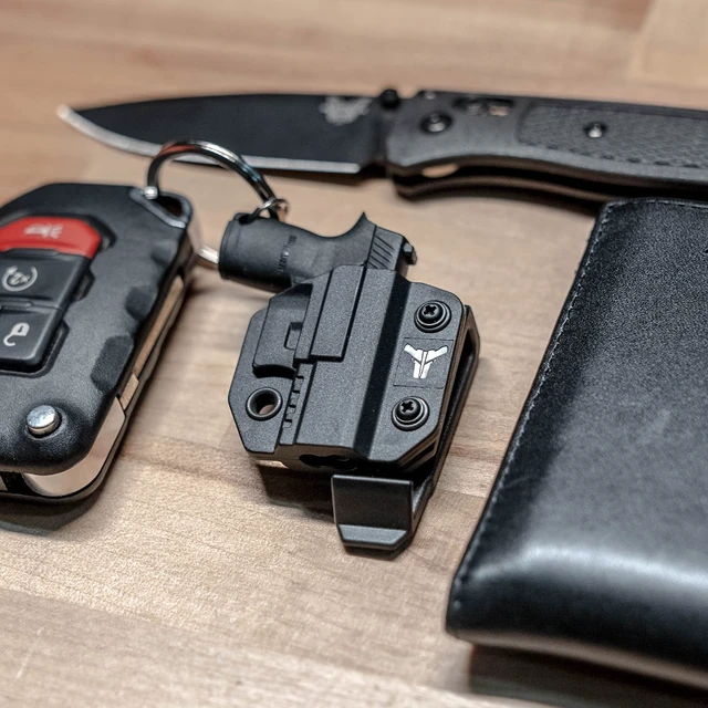 Alt view image 5 of 6 - Mini Pistol Shaped Keychain With Holster and Belt Clip - 1911 Model Holsters