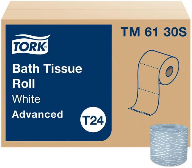 Main image of Bath Tissue Roll Advanced, 500 sheets/roll, 48 rolls/case, TM6130S | Compatible with T24 Dispensers, 2-Ply, Individually Wrapped Rolls, FSC Certified