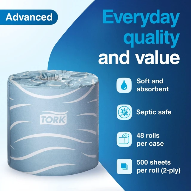 Alt view image 3 of 7 - Bath Tissue Roll Advanced, 500 sheets/roll, 48 rolls/case, TM6130S | Compatible with T24 Dispensers, 2-Ply, Individually Wrapped Rolls, FSC Certified