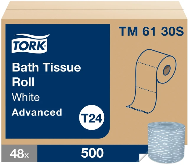 Alt view image 2 of 7 - Bath Tissue Roll Advanced, 500 sheets/roll, 48 rolls/case, TM6130S | Compatible with T24 Dispensers, 2-Ply, Individually Wrapped Rolls, FSC Certified