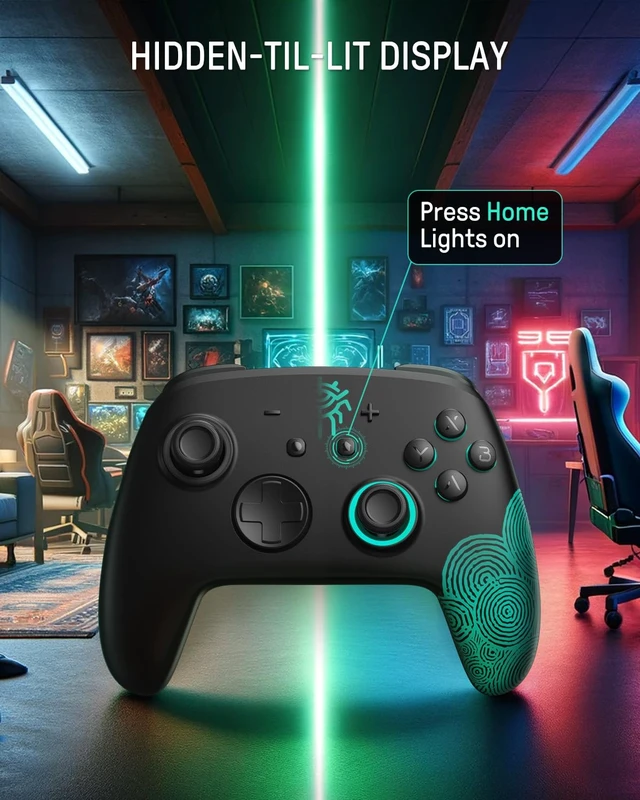 Alt view image 2 of 7 - Switch 2 Pro Controller Hall Effect for Switch OLED/2, Wireless Switch Remote with NFC, Firefly Bluetooth Hidden Glow RGB Gamepad with Wake Up,Turbo,Macro Back Buttons,Gyro,Motion & Vibration Control