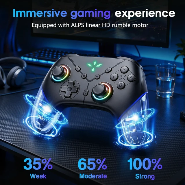 Alt view image 5 of 7 - Switch 2 Controller, Wireless Bluetooth 5.3 Pro Gamepad with C Button for GameChat, 9-Axis Gyro, Macro Programming, Turbo, 4-Level Vibration & LED Light, 3.5mm Audio Jack