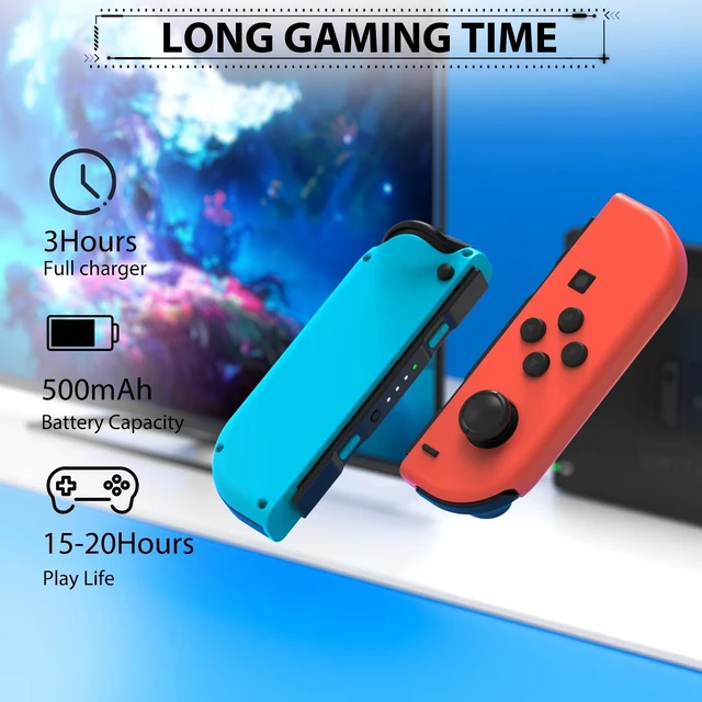 Alt view image 2 of 4 - Wireless Controller For Switch/OLED/Lite, Support Wake-up/6-Axis Gyro/Vibration red/blue