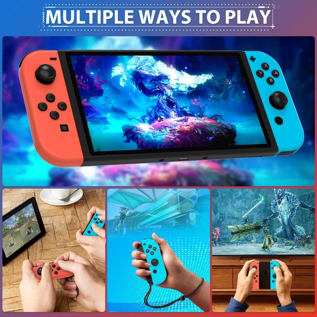 Alt view image 4 of 4 - Wireless Controller For Switch/OLED/Lite, Support Wake-up/6-Axis Gyro/Vibration red/blue