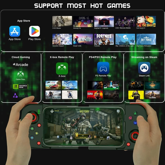 Alt view image 2 of 7 - Phone Controller for iPhone/Android Support Phone Case, Mobile Gaming Controller with Ergonomic Design - Wireless Gamepad for Cloud Gaming & PS Remote Play