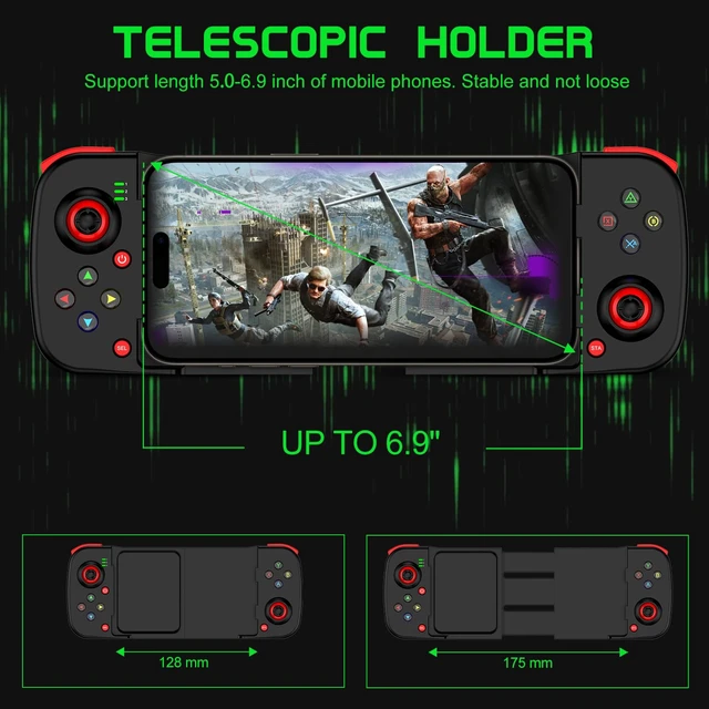 Alt view image 4 of 7 - Phone Controller for iPhone/Android Support Phone Case, Mobile Gaming Controller with Ergonomic Design - Wireless Gamepad for Cloud Gaming & PS Remote Play