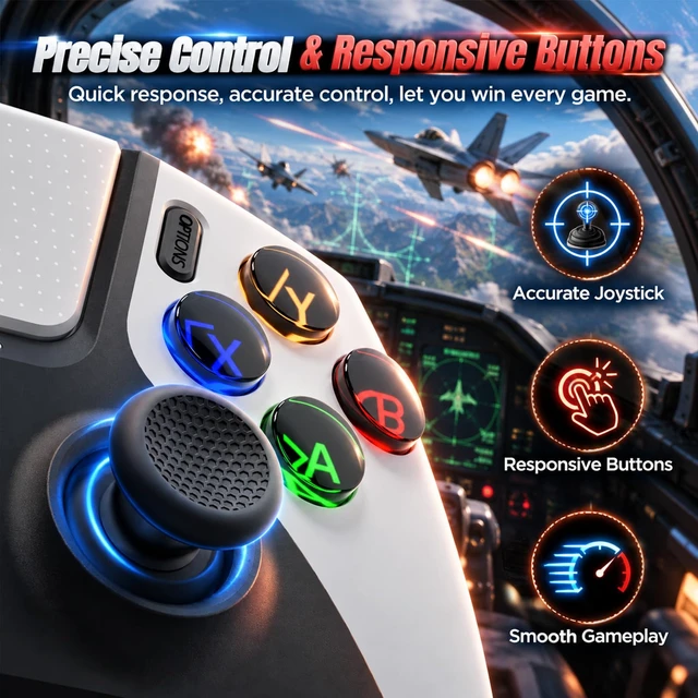 Alt view image 3 of 7 - Wireless Gamepad Controller for PS-3/PC/Android/S-witch/i-OS/TVBOX(1 Piece) | Upgraded PC Gaming Controller with 2.4G Wireless & Bluetooth, RGB Lighting, 6-Axis Motion Sensor