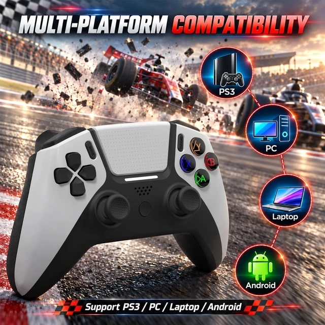 Alt view image 2 of 7 - Wireless Gamepad Controller for PS-3/PC/Android/S-witch/i-OS/TVBOX(1 Piece) | Upgraded PC Gaming Controller with 2.4G Wireless & Bluetooth, RGB Lighting, 6-Axis Motion Sensor