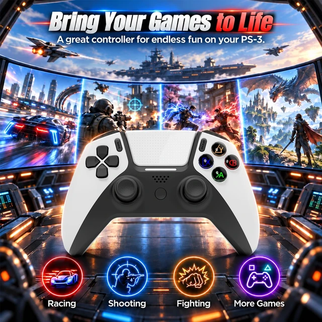 Alt view image 4 of 7 - Wireless Gamepad Controller for PS-3/PC/Android/S-witch/i-OS/TVBOX(1 Piece) | Upgraded PC Gaming Controller with 2.4G Wireless & Bluetooth, RGB Lighting, 6-Axis Motion Sensor