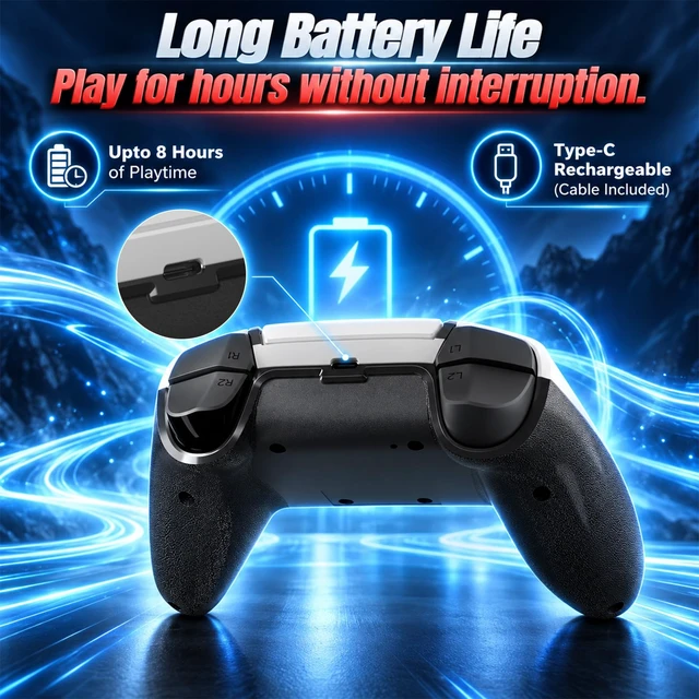 Alt view image 5 of 7 - Wireless Gamepad Controller for PS-3/PC/Android/S-witch/i-OS/TVBOX(1 Piece) | Upgraded PC Gaming Controller with 2.4G Wireless & Bluetooth, RGB Lighting, 6-Axis Motion Sensor