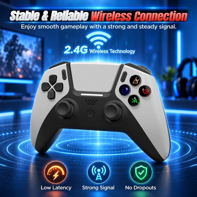 Alt view image 6 of 7 - Wireless Gamepad Controller for PS-3/PC/Android/S-witch/i-OS/TVBOX(1 Piece) | Upgraded PC Gaming Controller with 2.4G Wireless & Bluetooth, RGB Lighting, 6-Axis Motion Sensor