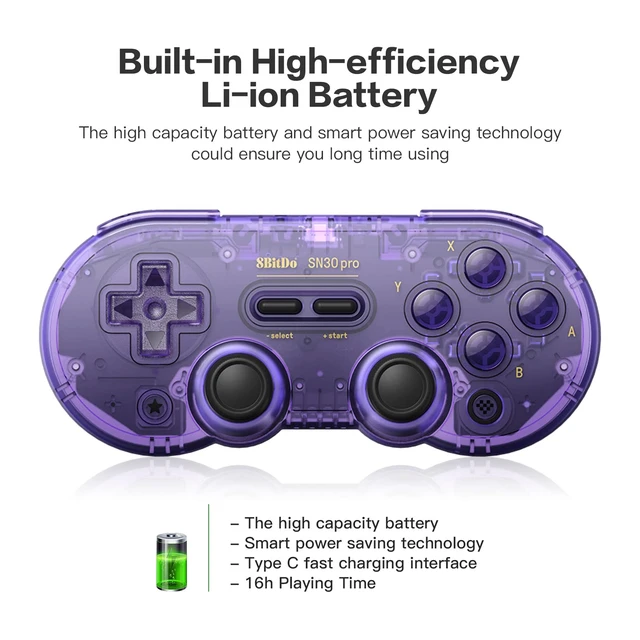 Alt view image 5 of 6 - SN30 Pro - Purple,Switch Wireless Bluetooth Game Controller Gamepad | Hall Effect Joystick Update, Switch Steam Mac PC Android Windows MacOS