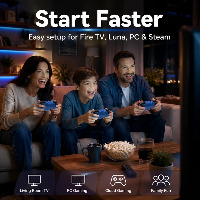 Alt view image 7 of 7 - Blue Wireless Gamepad For Luna Controller with TMR Sticks and RGB Lights | Wireless Fire TV Gamepad for Fire Stick, Fire Cube,PC Steam Manette,Blue Cloud Gaming Controller,1500mAh Remote,RGB Lights