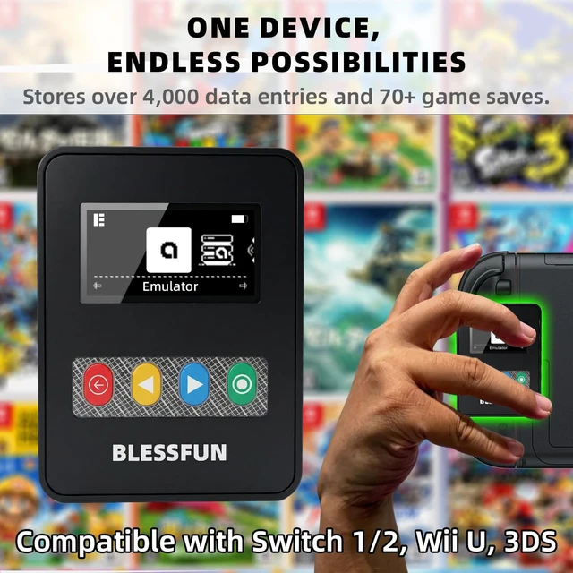 Alt view image 2 of 7 - NFC Emulator Compatible with Switch 1/2, Pre-loaded Data, Store 3000+ NFC Data, 1.3" OLED Screen, Easy Button Controls, Compatible with 60+ Games, Rechargeable, Type-C Port, Black